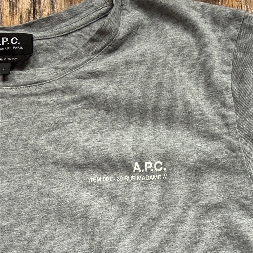 A.P.C. Light Gray Short Sleeve Tee - Picture 4 of 6